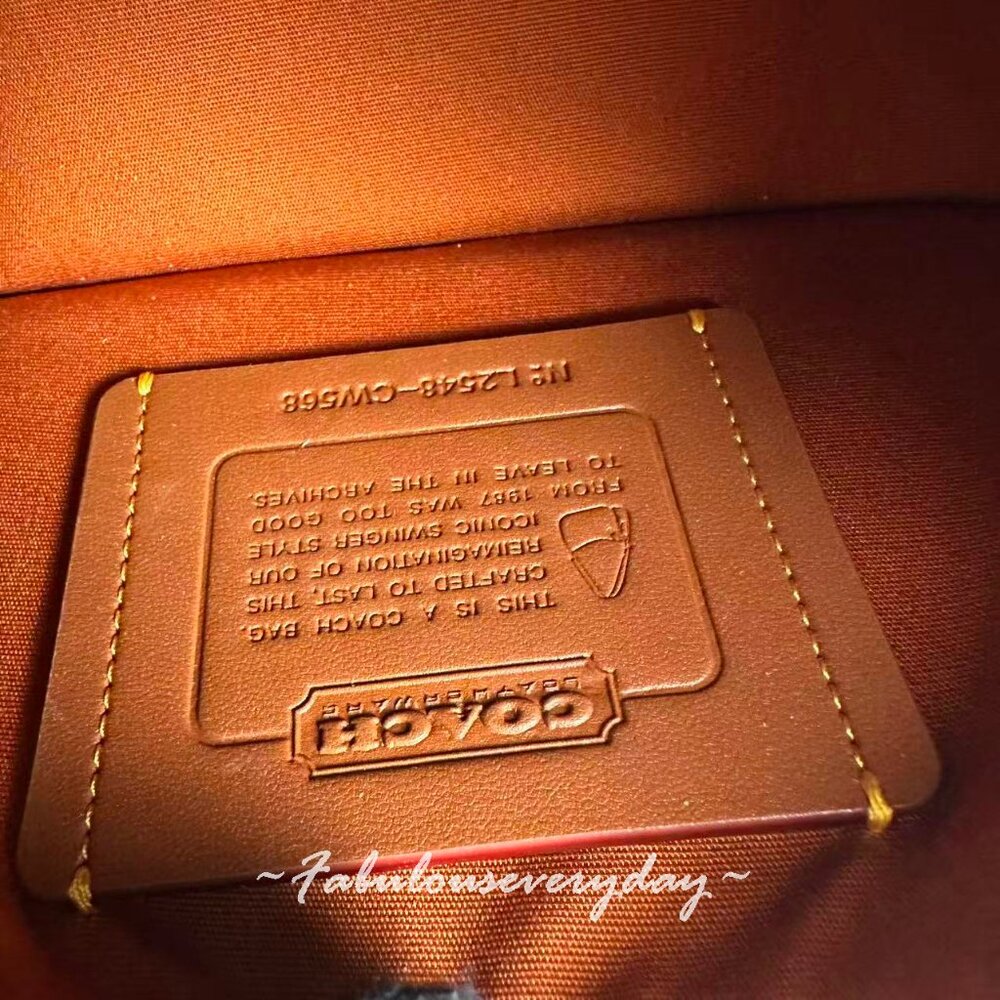 Coach Swinger 20 Crystal Bag In Signature Jacquard Burnished Amber Original Box - Picture 8 of 10